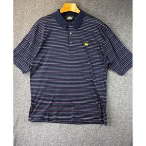 Clubhouse‎ Collection Masters Golf Polo Shirt Mens XL Blue Striped Worn Collar